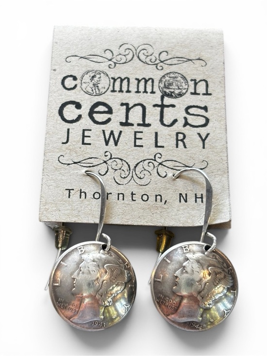 Jewelry - Silver Mercury Dime Coin Drop Earrings - Silver